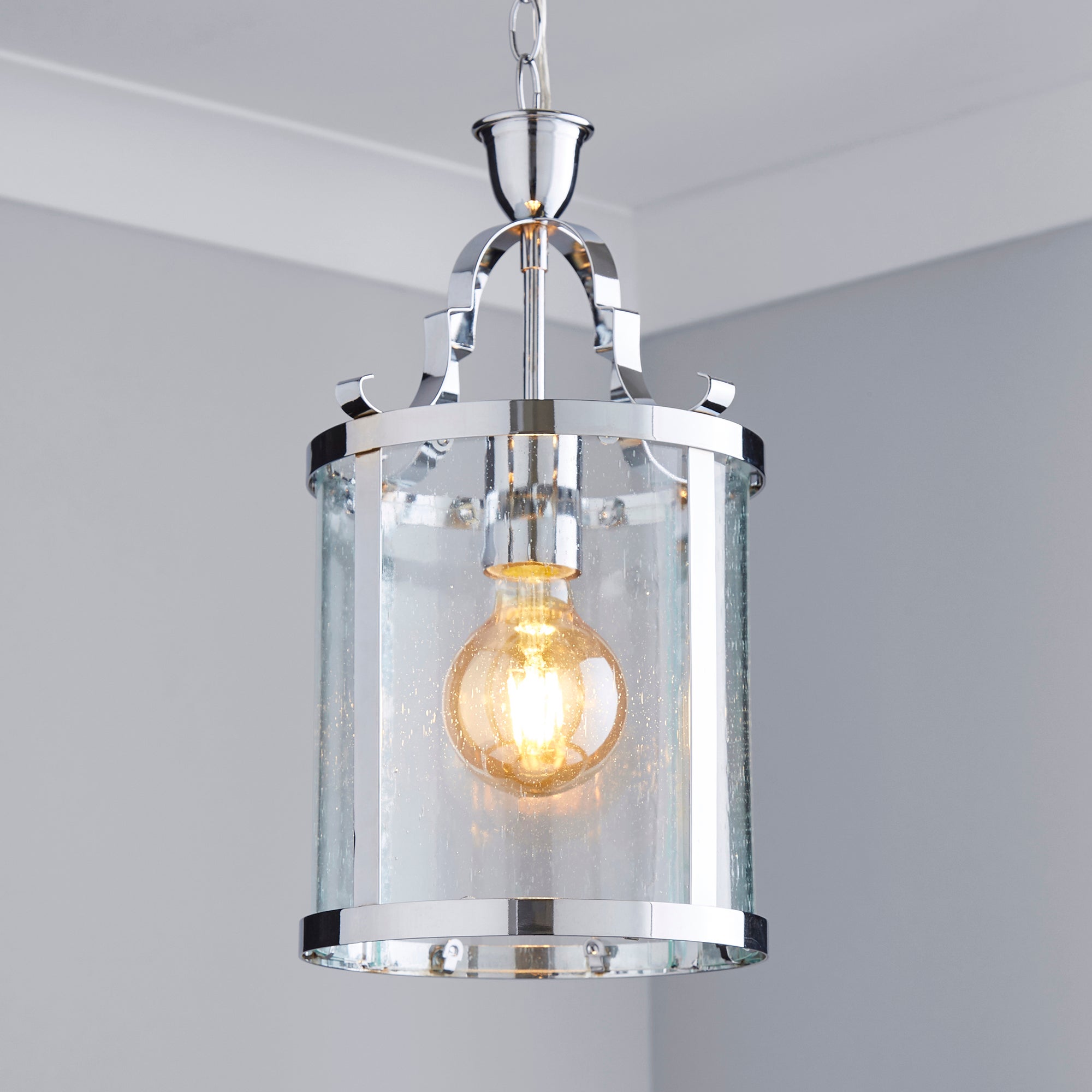 Joplin Georgian 1 Light Lantern Glass Ceiling Fitting Clear