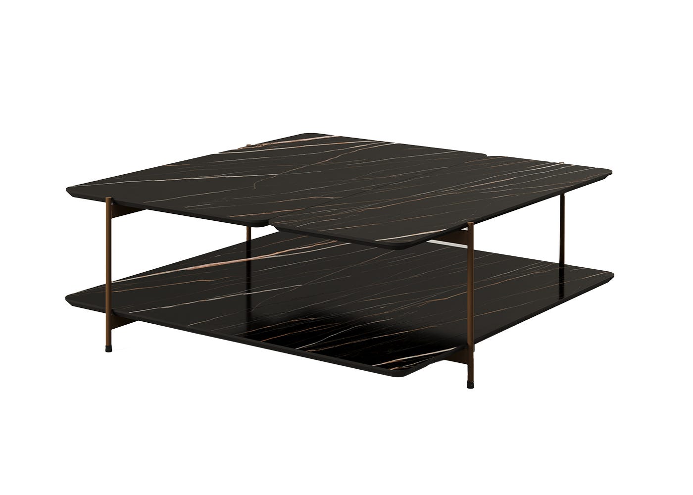 Paul Rogers Dua Stone Coffee Table Square Double Bronze Laurent Glossy 70cm