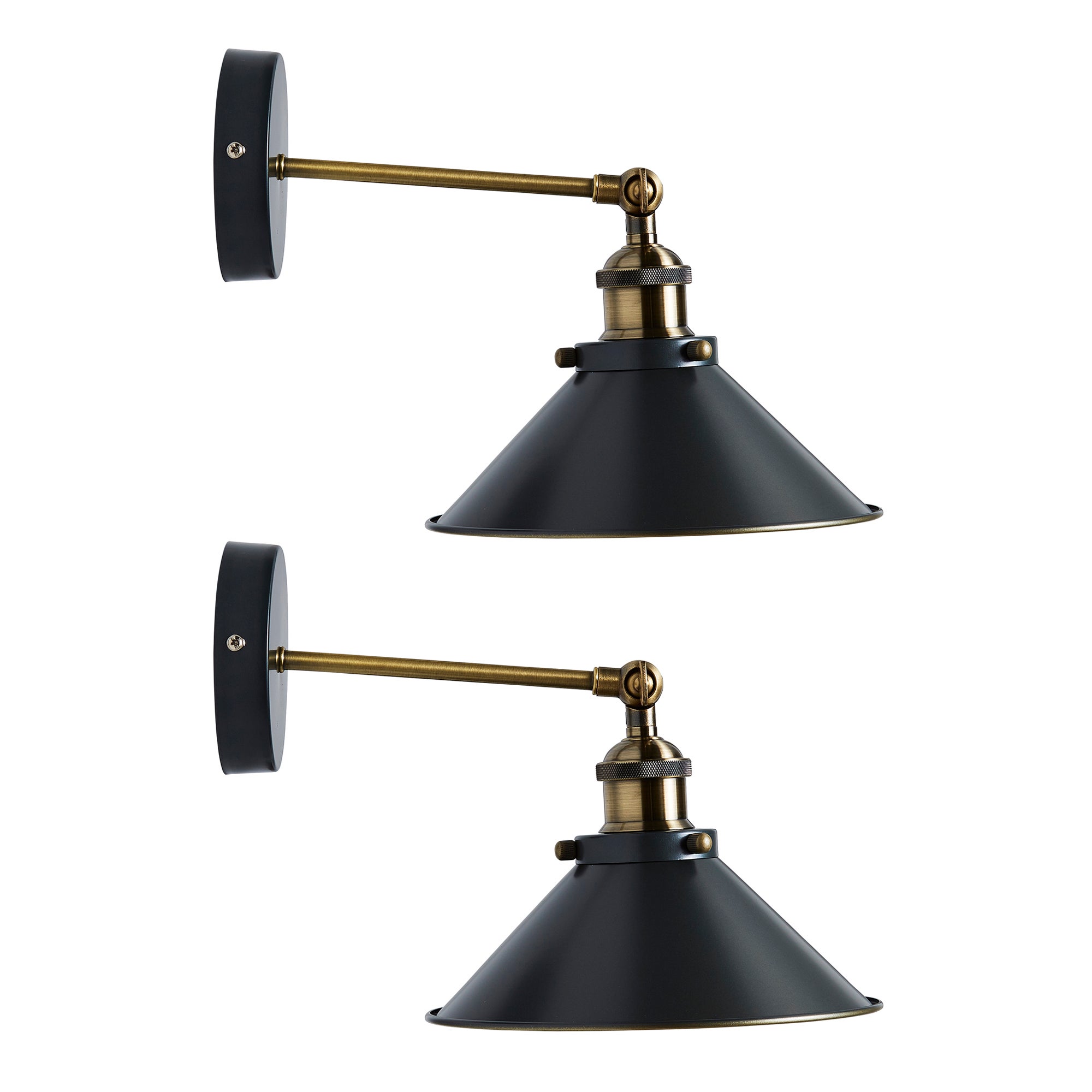 Logan Grey Industrial Wall Light Twin Pack Nickel (Black)