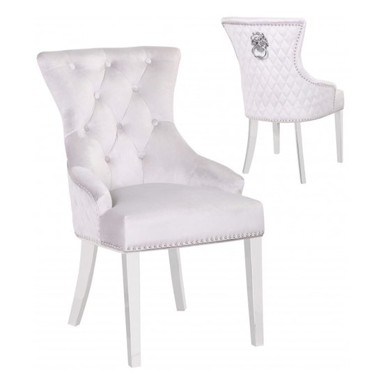 Madison White Velvet Dining Chairs In Pair