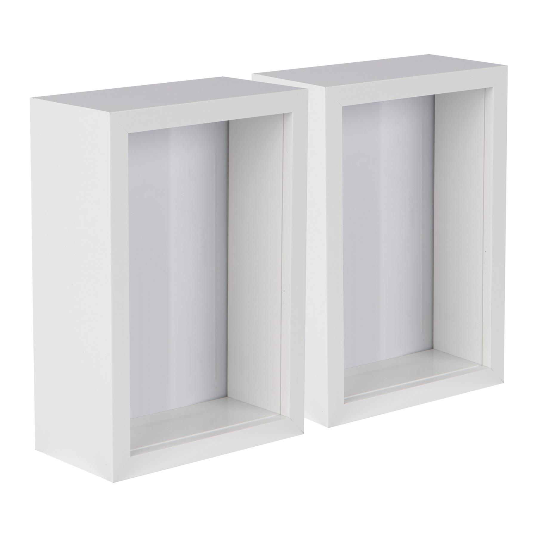 Nicola Spring 3D Deep Box Photo Frames - 4 x 6" - Pack of 2 in White