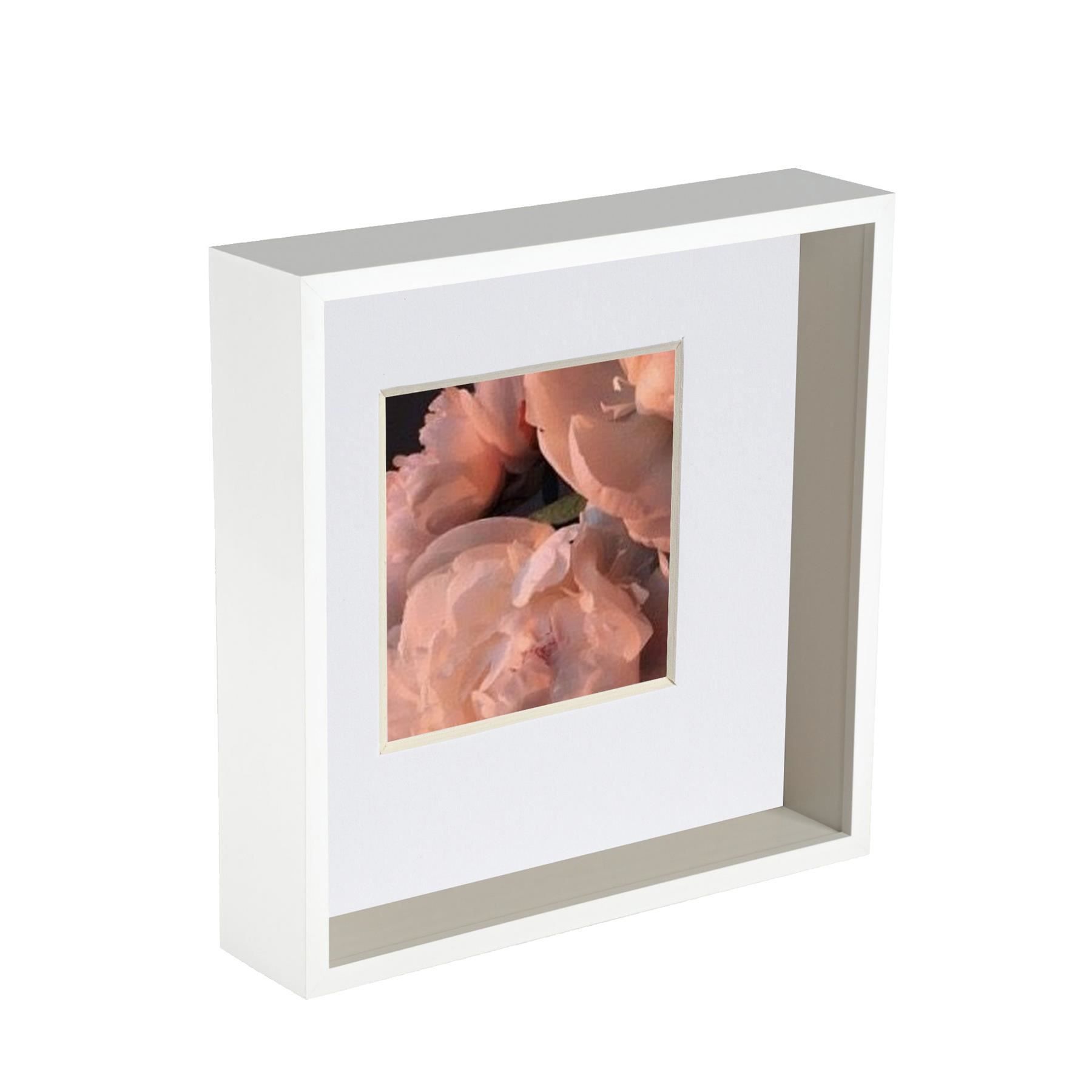 Nicola Spring 3D Deep Box Photo Frame - 10 x 10" with 6 x 6" Mount - White Mount 1