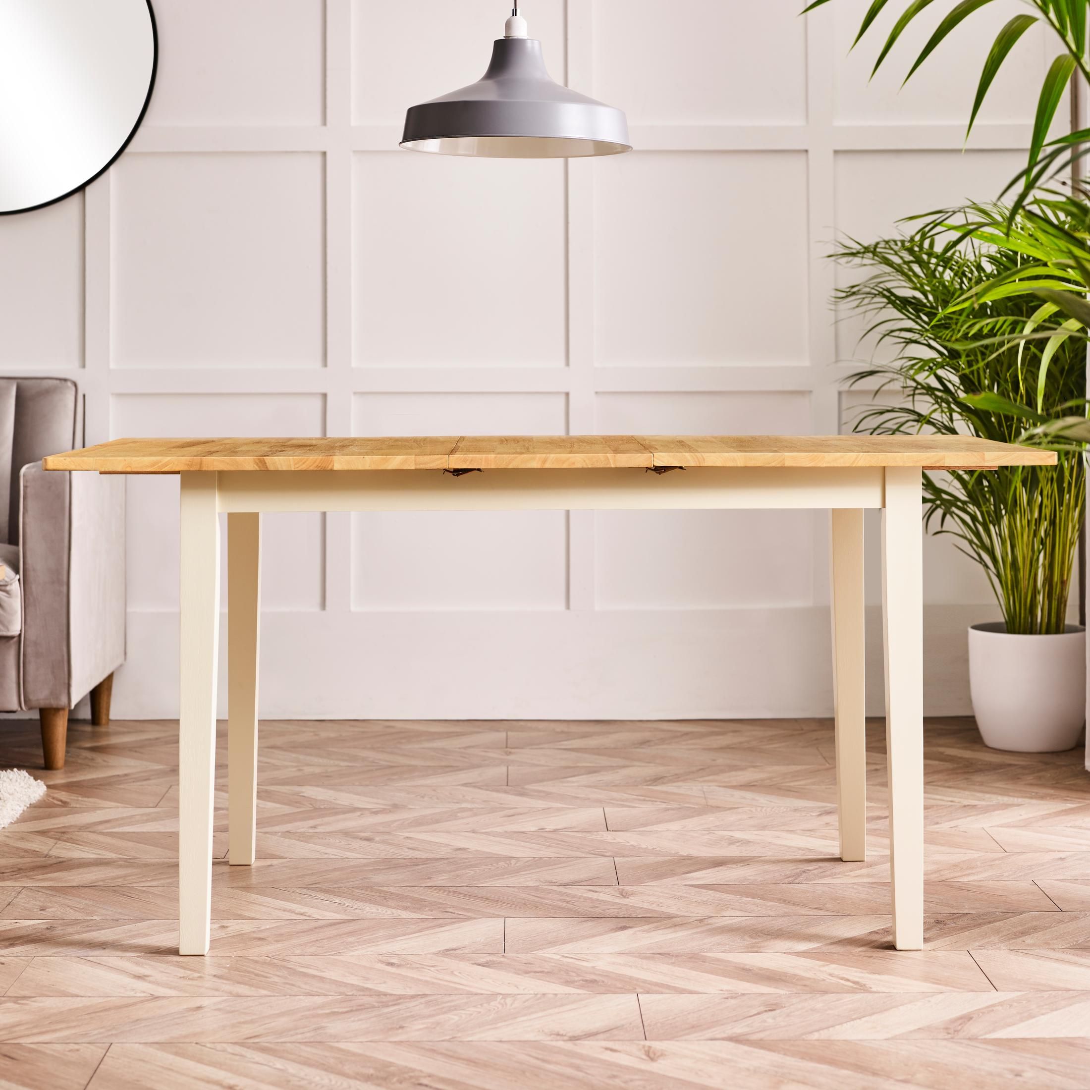 FurnitureboxUK Salcombe Extending Rectangular Wooden Table with 4 Whitby Chairs & 1 Large Bench in Cream 4