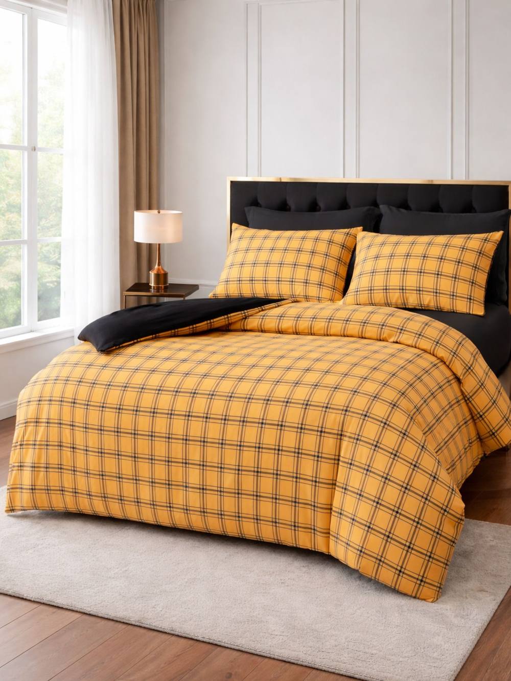 Grace Double Brushed Duvet Cover Set Supersoft with Zipper Closure in Gold