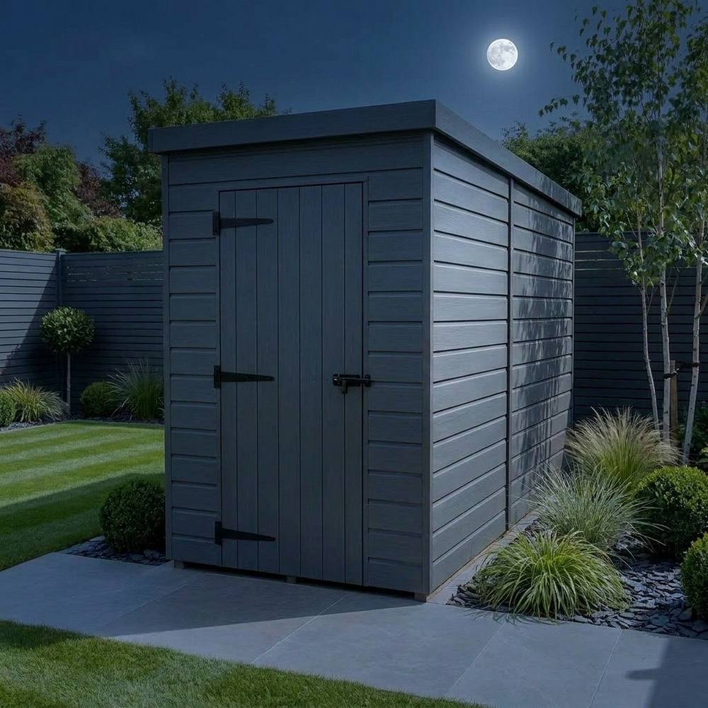Buttercup Farm 4ft x 10ft Composite Pent Garden Shed Single Door No Windows - Grey 3