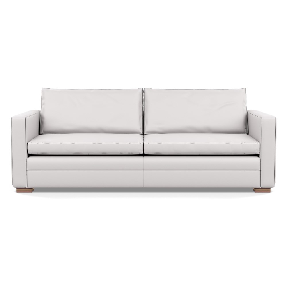 Heal's Palermo 4 Seater Sofa Leather Grain White 000 Brass and Walnut Feet
