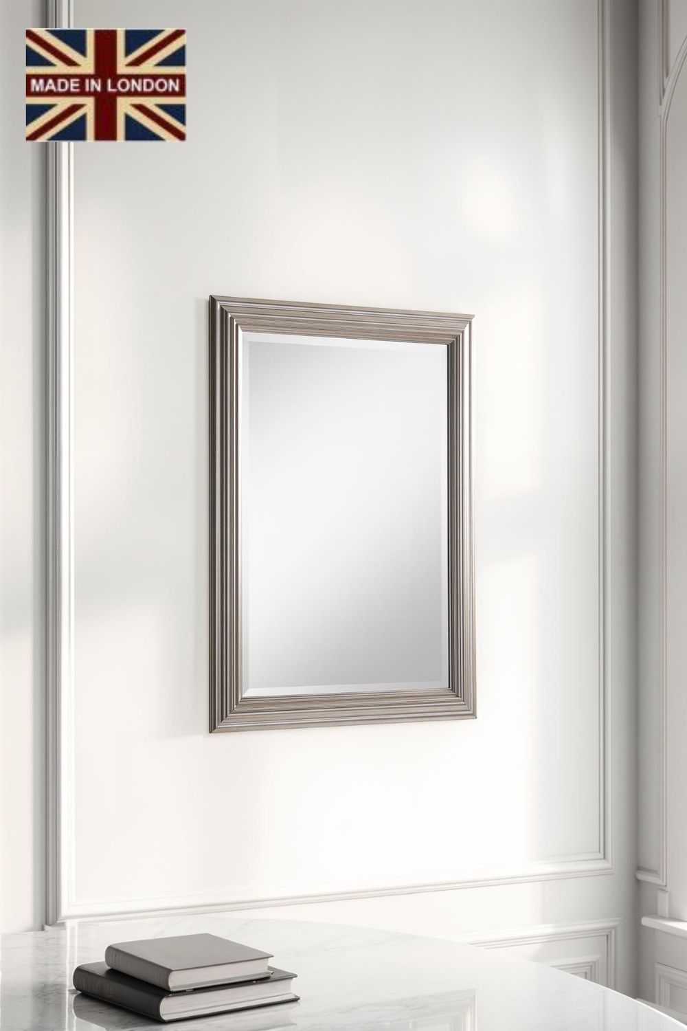 Yearn Mirrors Silvery Champagne Rectangular Mirror 90.5x65cm in Metallic Silver