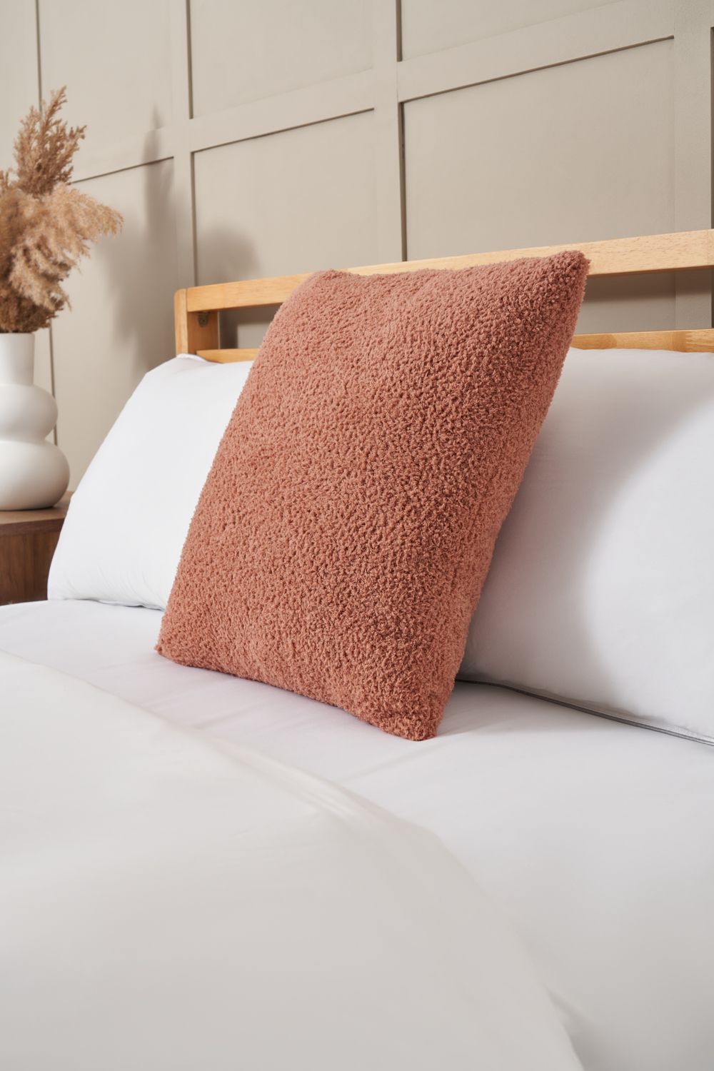 BHS Teddy Bear Fleece Cushion in Red