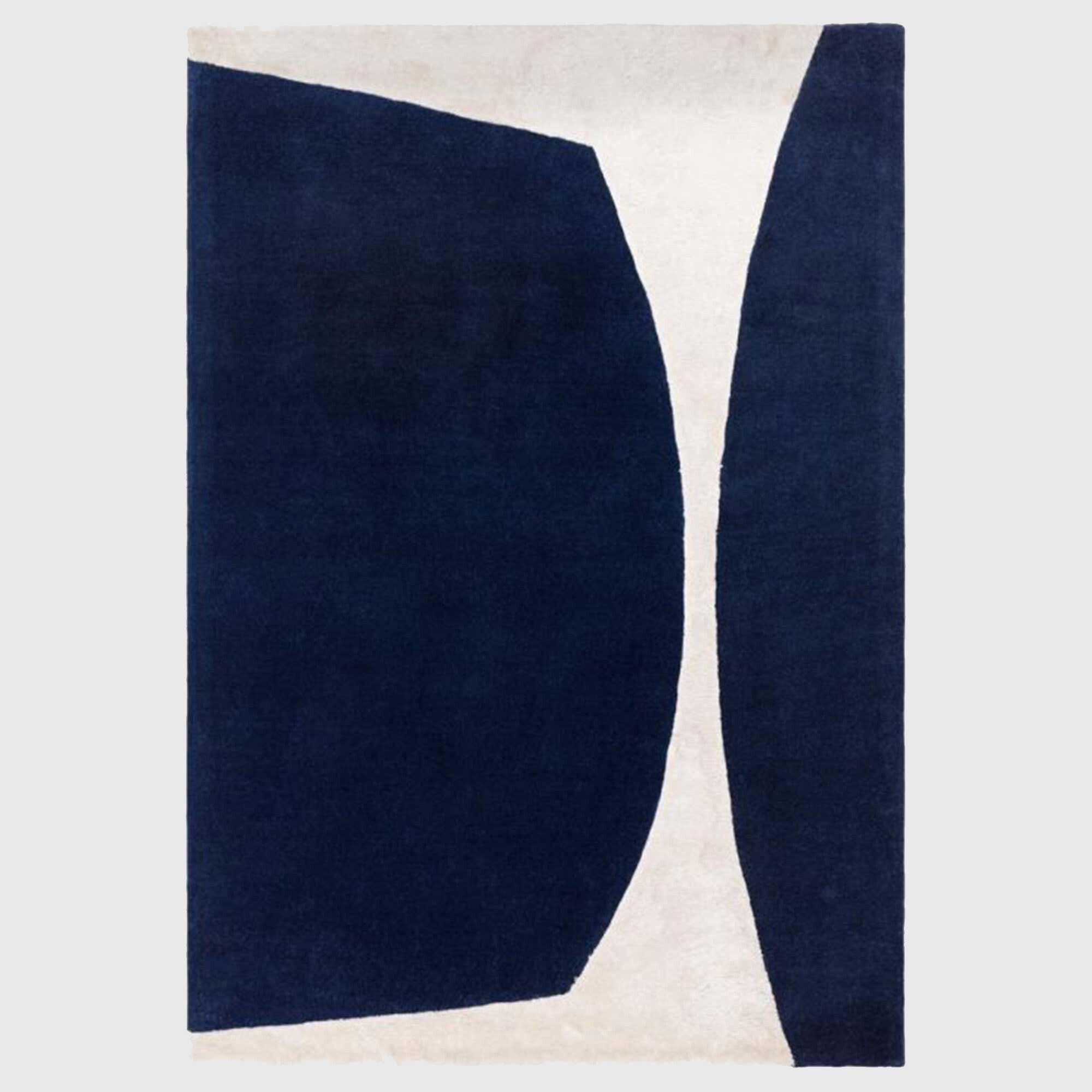 Kinsley 160x230cm Rug Indigo, Square, Blue Wool Blend | Barker & Stonehouse