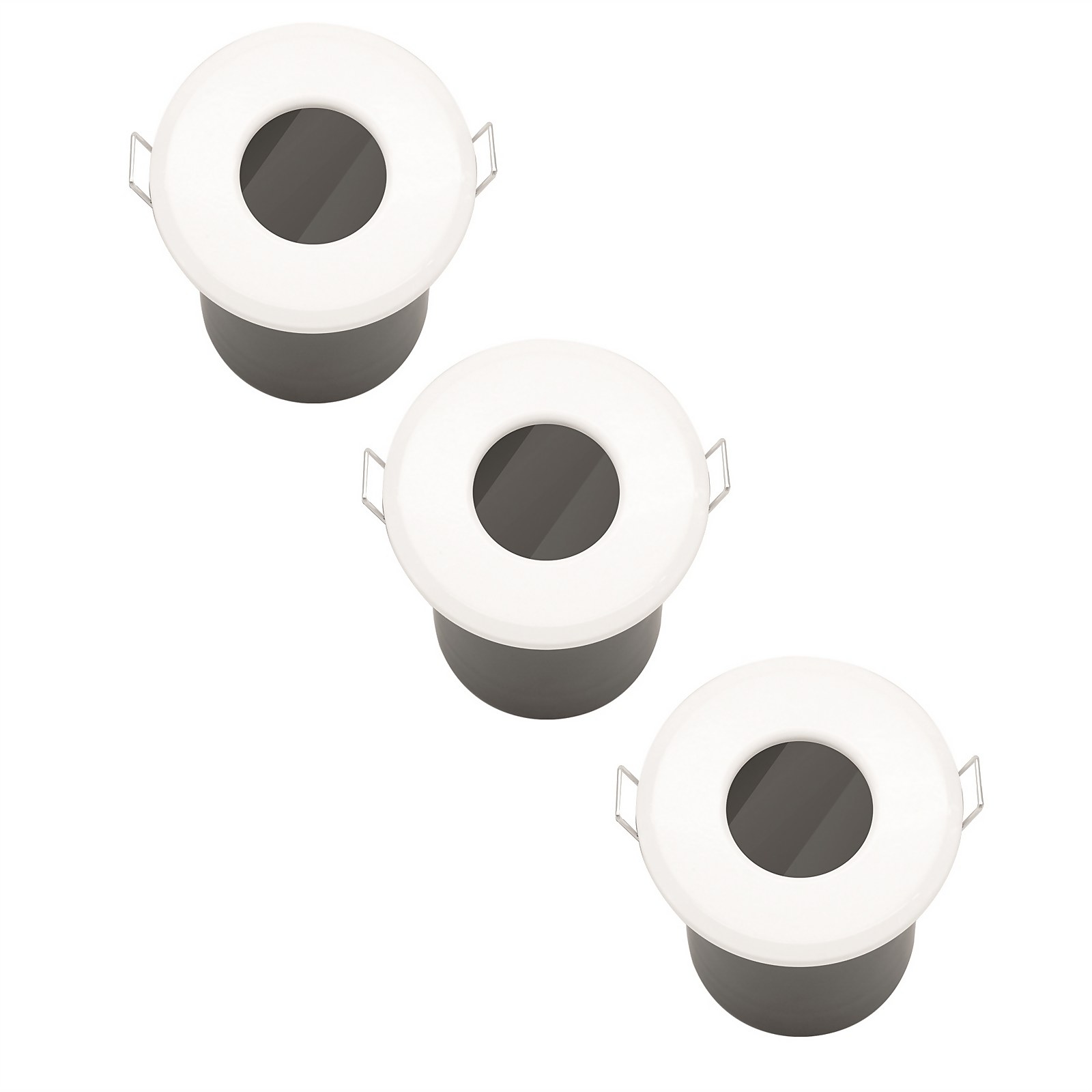 Fixed Fire Rated IP65 Pack 3 Downlights - White Finish