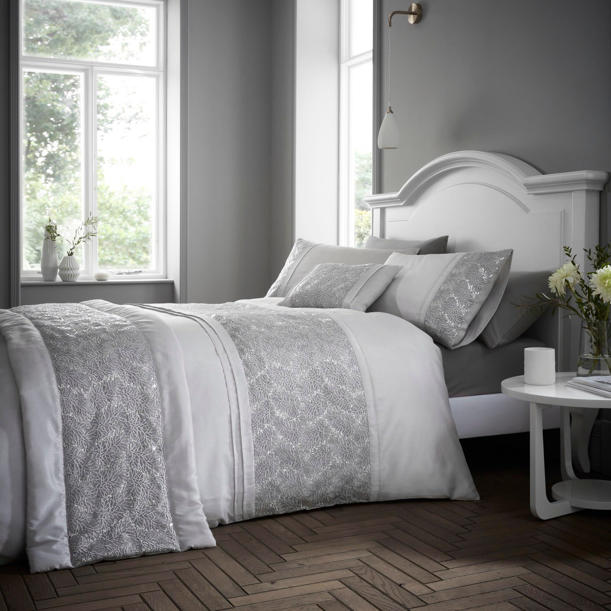 Portfolio Home Rouen Duvet Cover Set in Silver