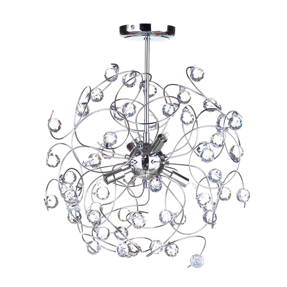 Lila Sputnik Flush Ceiling Light, Chrome