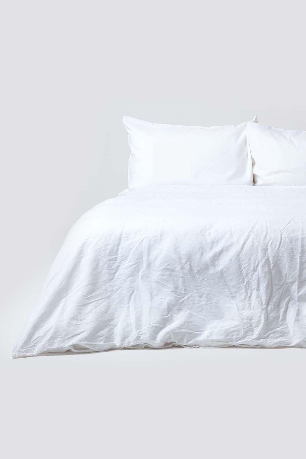 Homescapes Luxury Soft Plain European Linen Duvet Cover Set in White