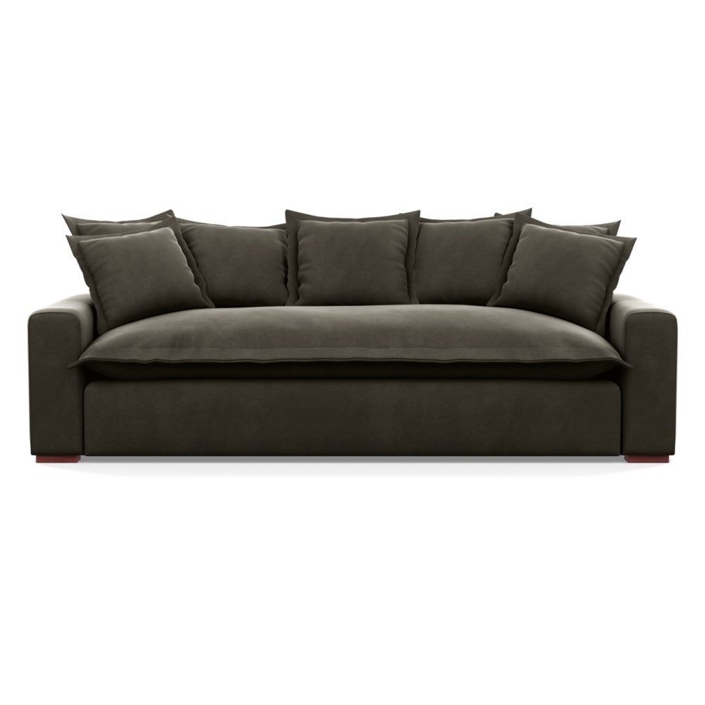 Heal's Brompton 4 Seater Sofa Velvet Charcoal Walnut Stain Feet