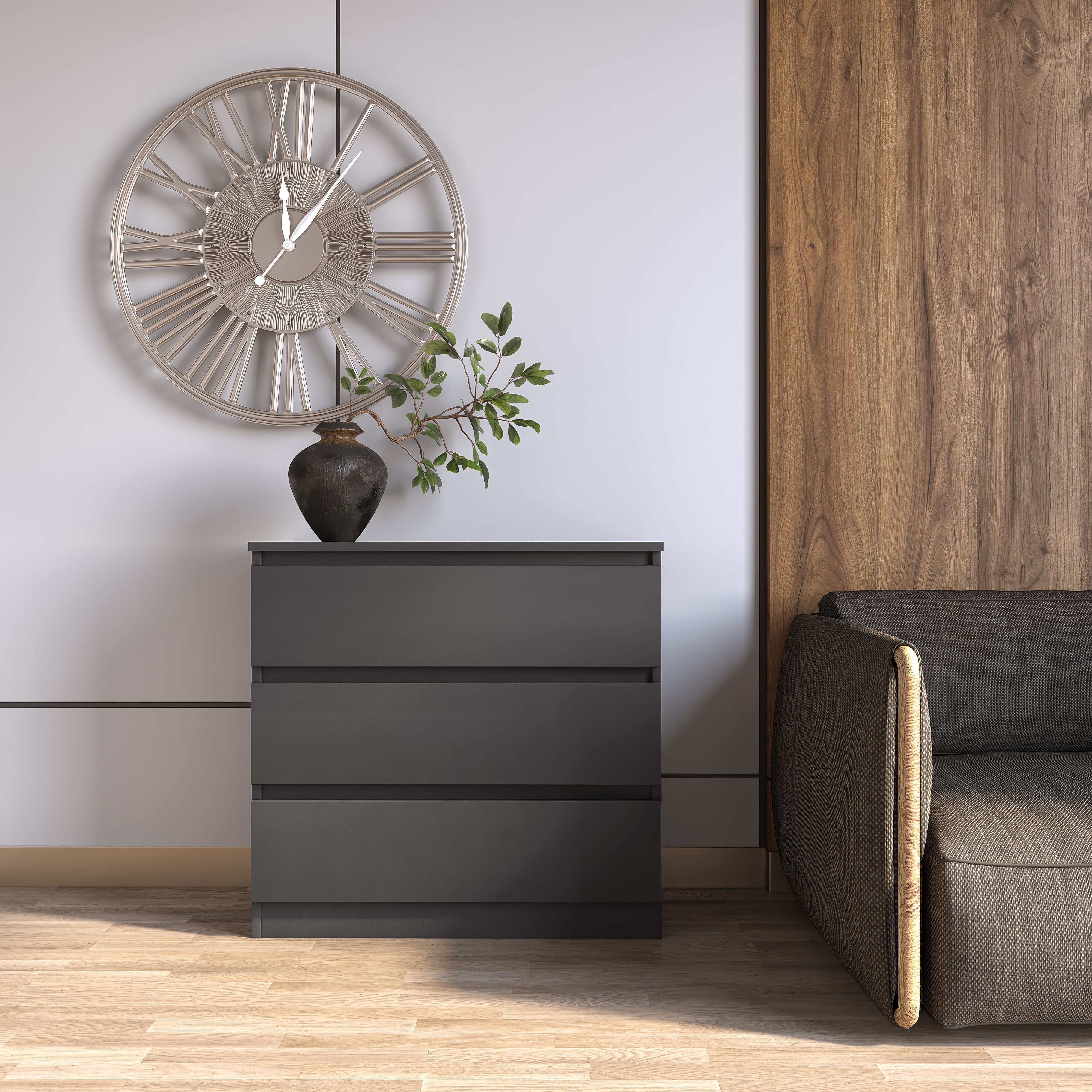 Seconique Malvern 3 Drawer Chest in Grey