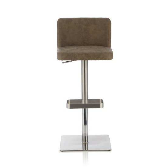 Farnum Retro Bar Stool In Taupe PU And Stainless Steel Base