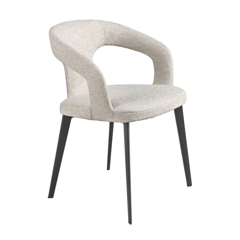 Angel Cerda Off-White Fabric Dining Chair with Armrests Model