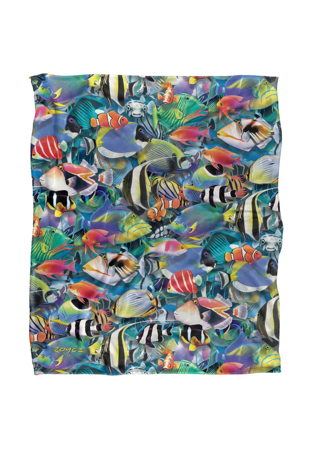 JQ Licensing Royce Mcclure Tropical Fish Jam Pattern Silky Touch Super Soft Throw Blanket 152 X 127 cm in White