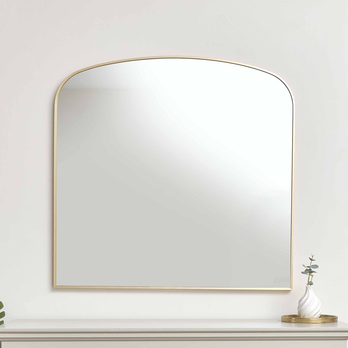 Melody Maison Large Gold Framed Arched Wall Mirror 92cm X 91cm in Metallic Gold