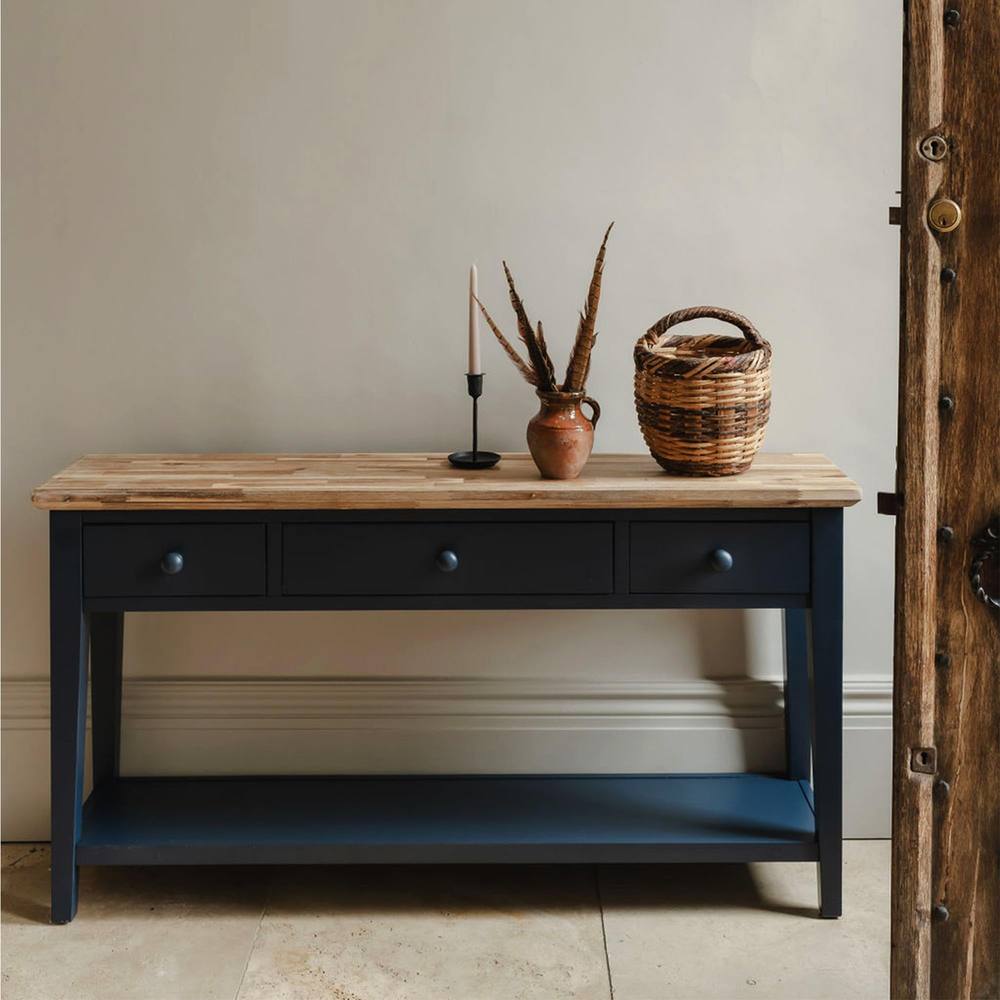 Statement Furniture Florence Large Console Table with 3 Drawers in Navy