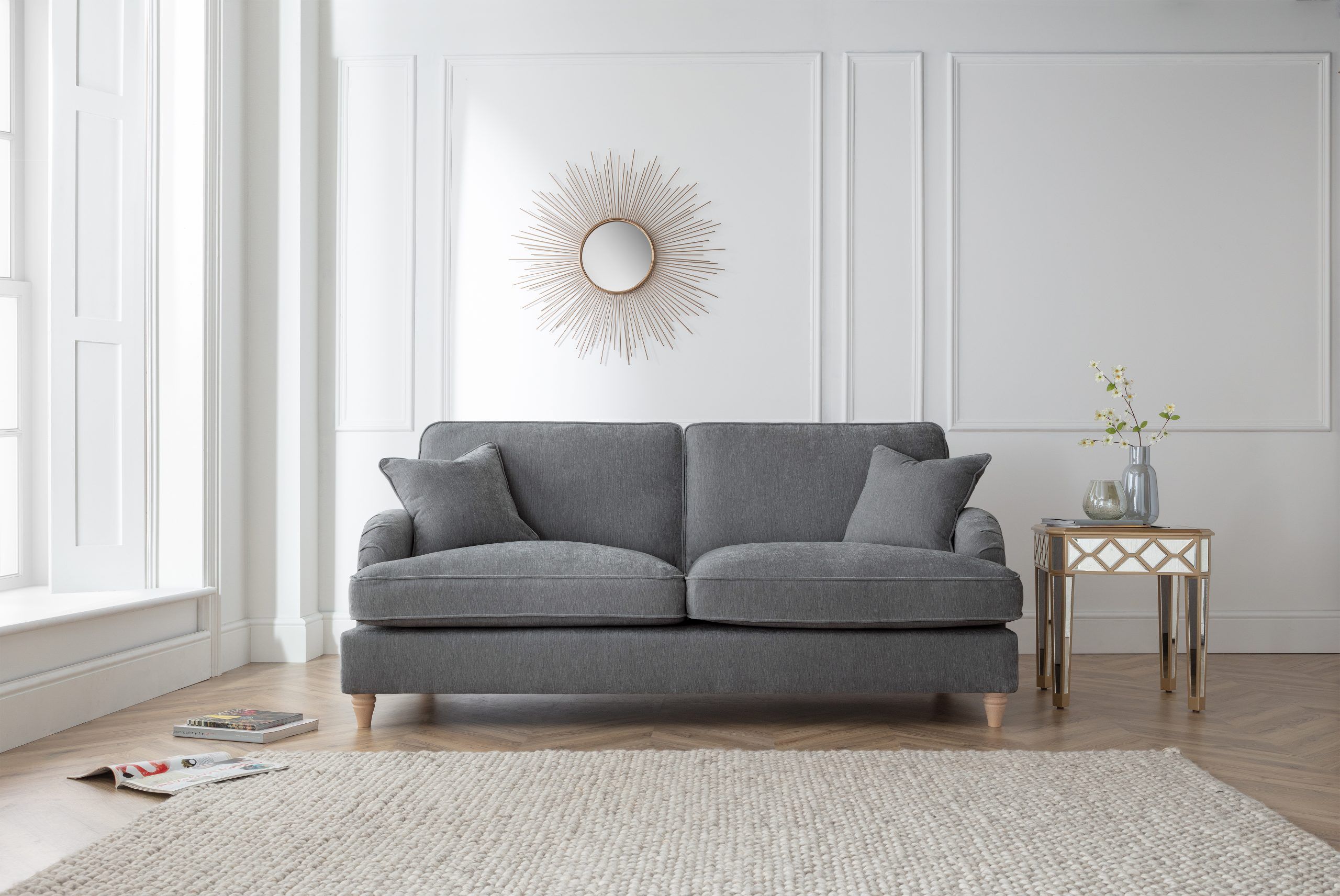 The Great Sofa Company Orla 3 Seater Sofa Manhattan Navy in Charcoal