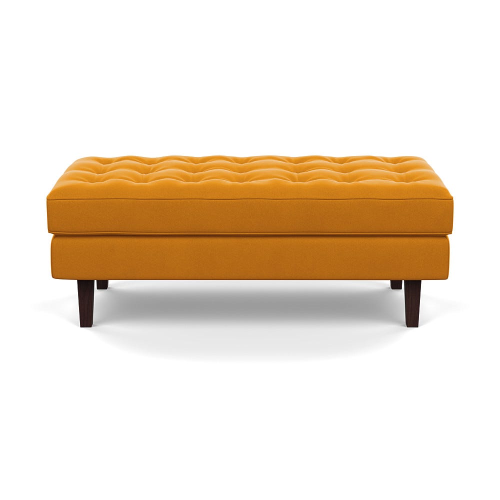 Heal's Hepburn Ottoman Nobilis Velvet Mustard Black Feet