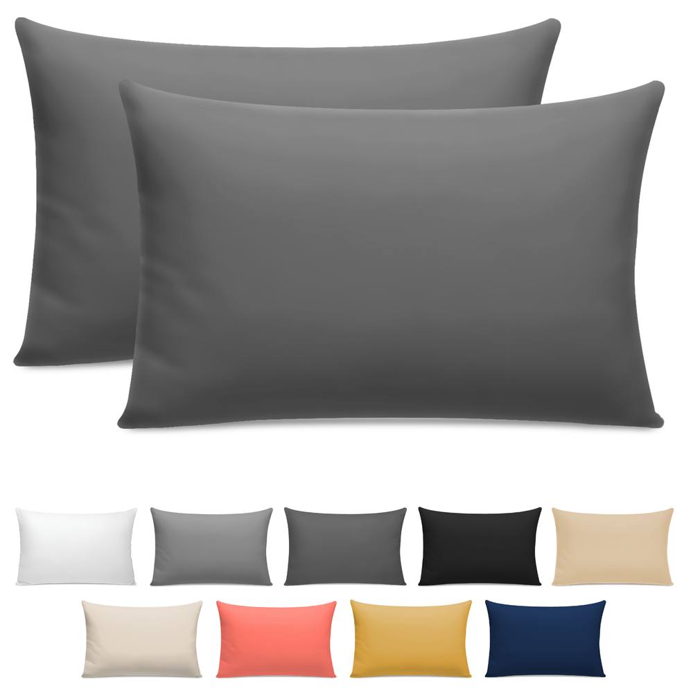 Pamposh 400 Thread Count Egyptian Cotton Pillow Cases 2 Pack in Charcoal