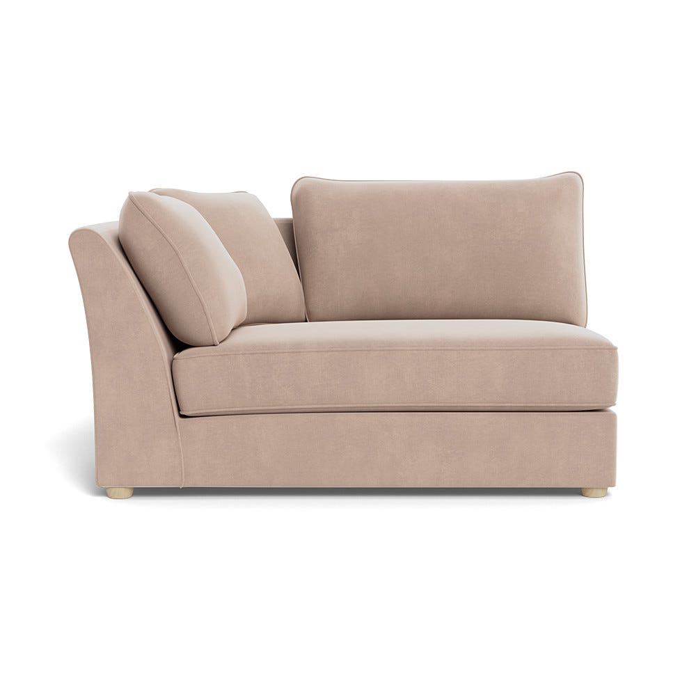 Heal's Tailor Large Curved Left Hand Facing Corner Unit Smart Velvet Pebble Natural Feet