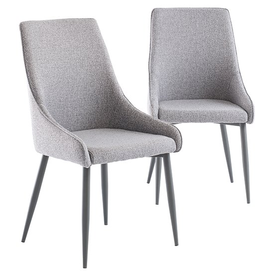 Rimini Mineral Grey Fabric Dining Chairs In Pair