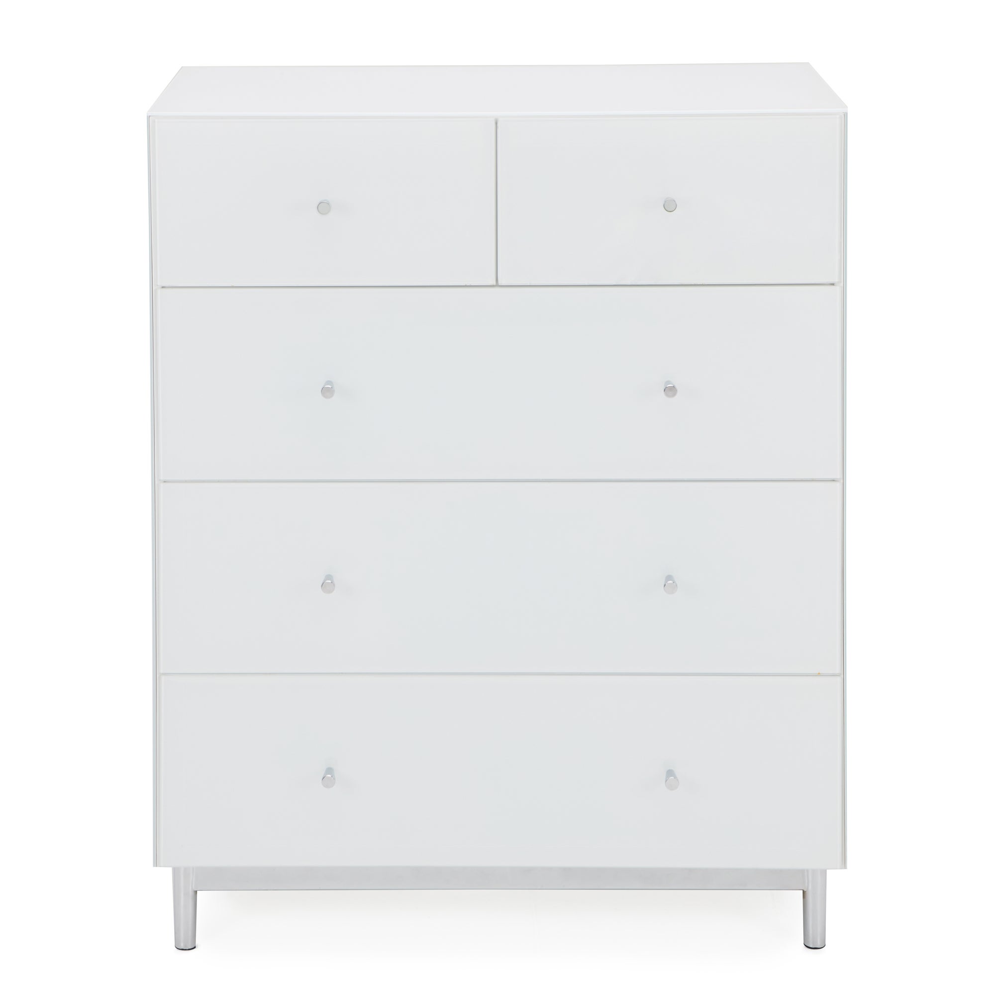 Bardoux Glass 5 Drawer Chest White