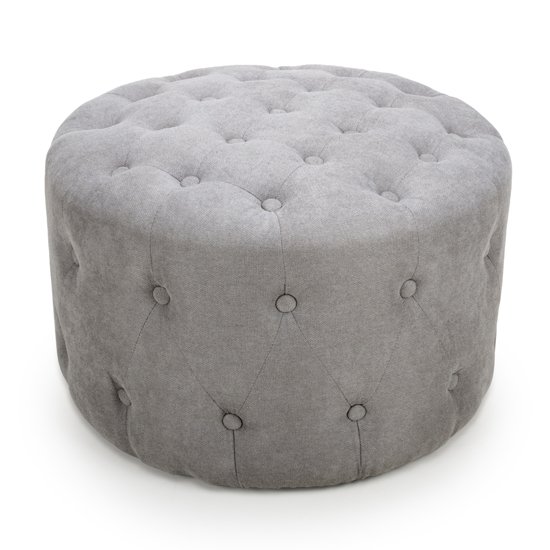 Verona Small Round Pouffe In Light Grey