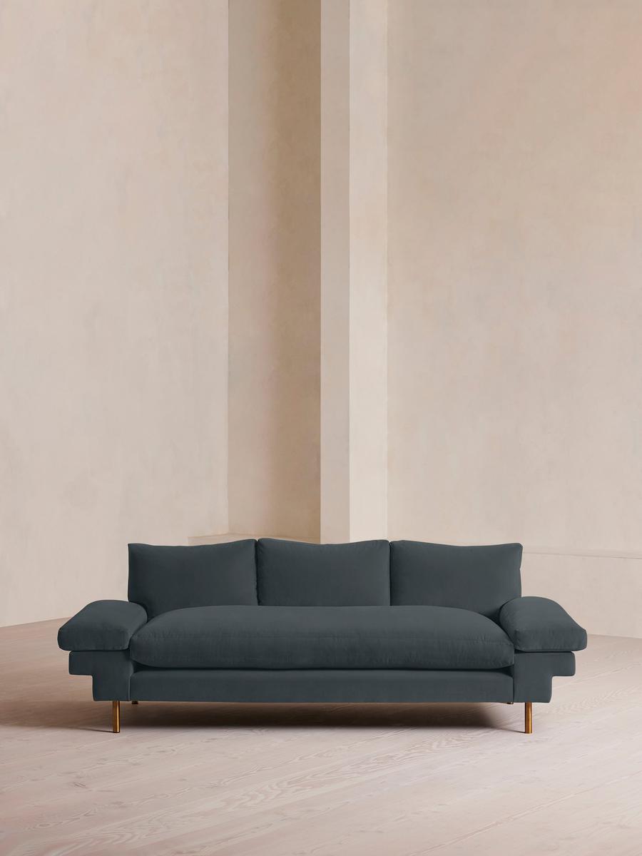 Bristol Sofa, Velvet, Grey Blue