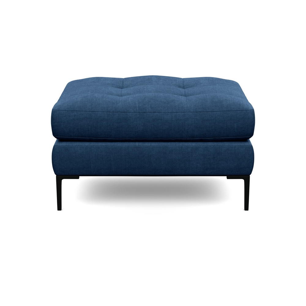 Heal's Eton Footstool Capelo Linen-Cotton Ink Spot Black Feet