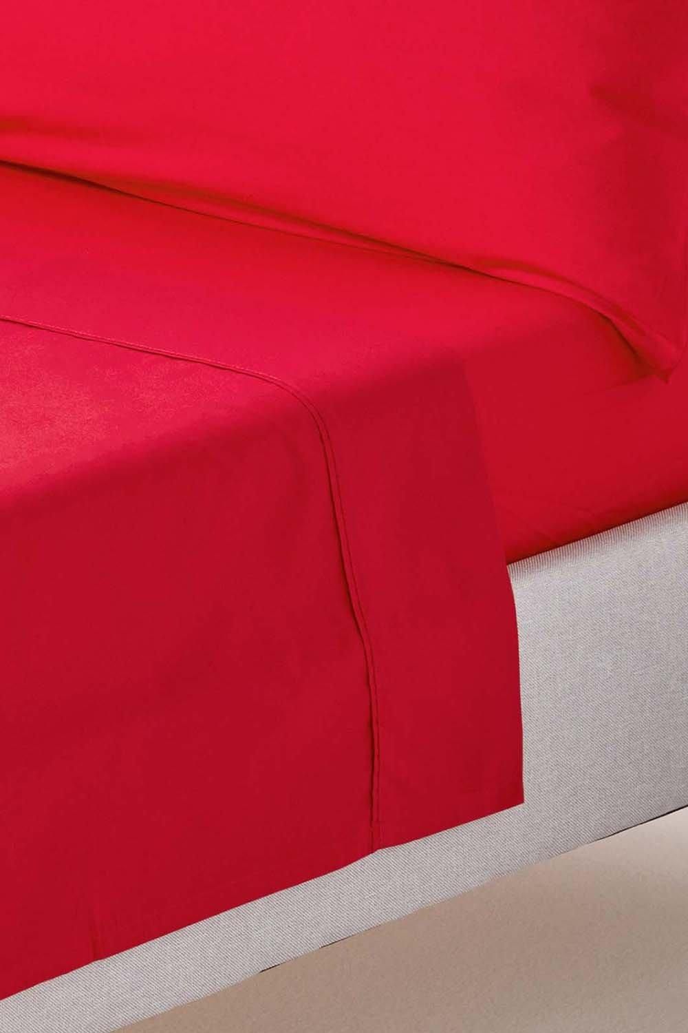 Homescapes Egyptian Cotton Flat Sheet 200 Thread Count in Red