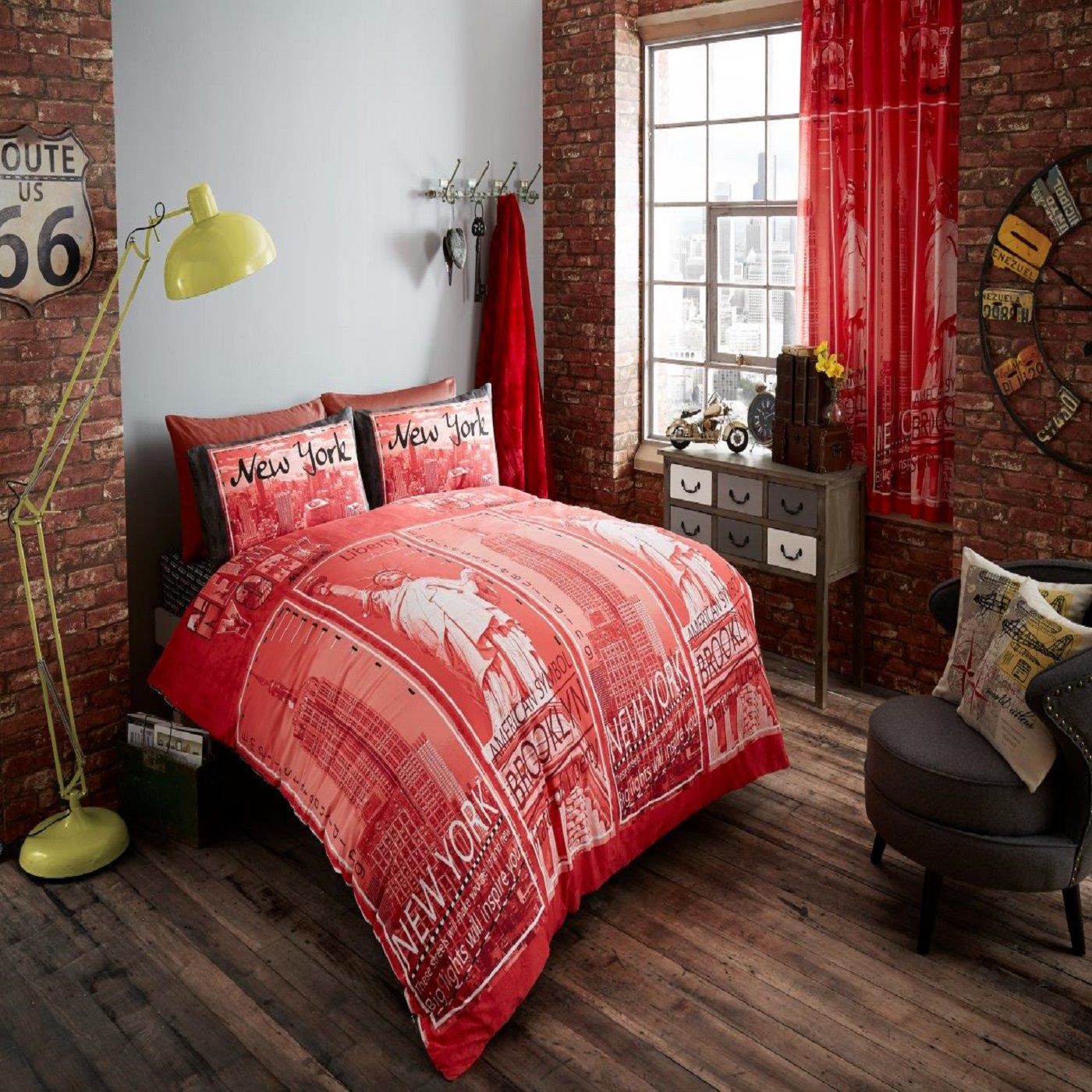Smart Living Printed Polycotton Inspire Duvet Cover With Pillowcases in Red