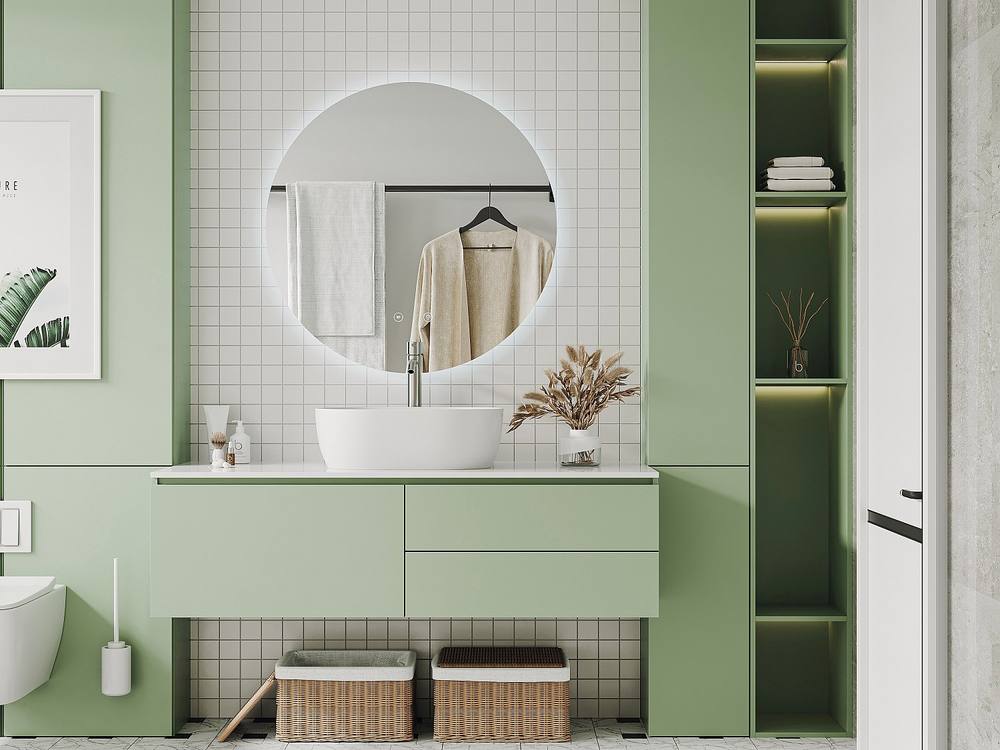 Vente-unique Oval Anti-Fog Led Bathroom Mirror - D90 Cm - ROMULA in Clear