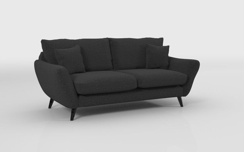 Black Fabric Edale 3 Seater Sofa