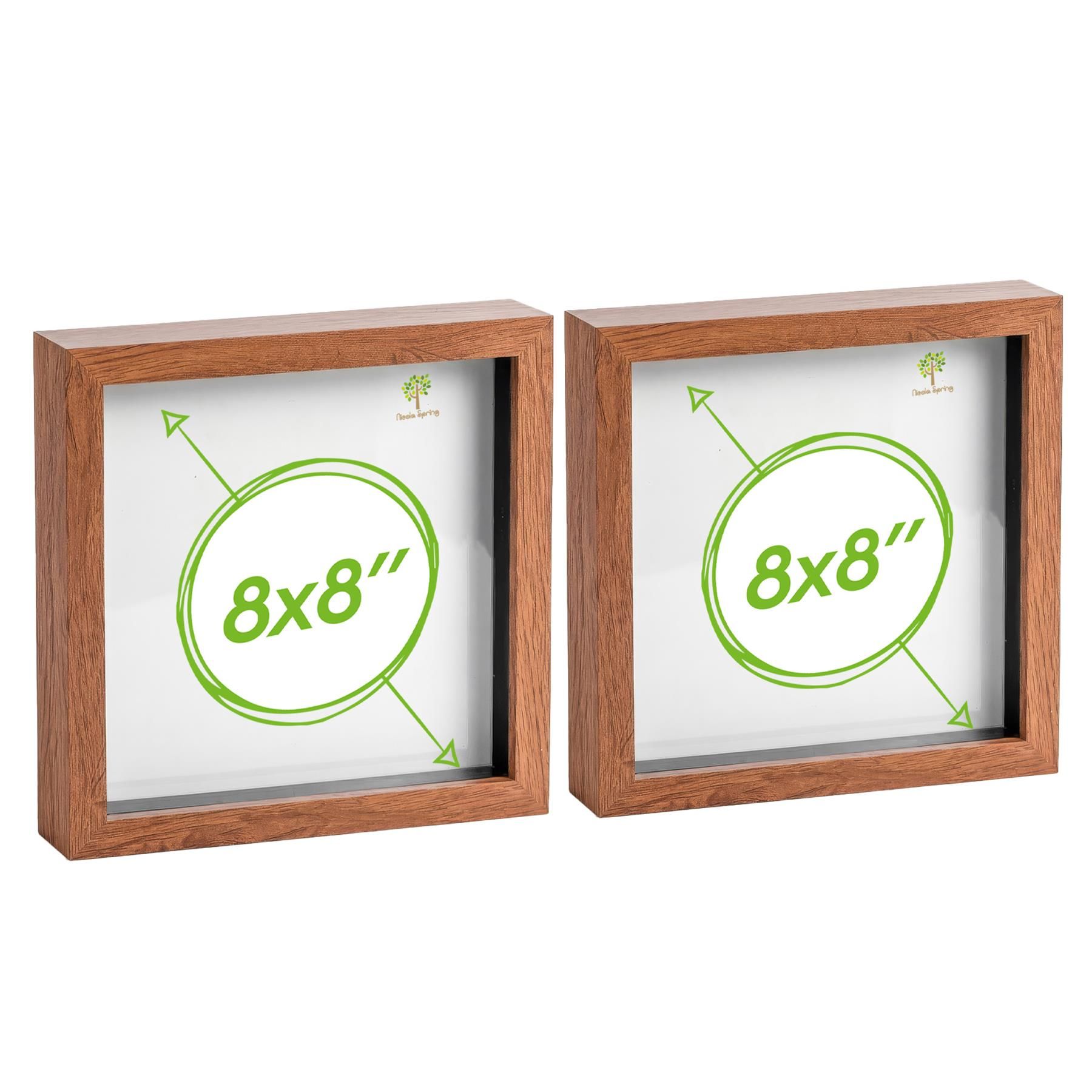 Nicola Spring 3D Box Photo Frames - 8 x 8" - Pack of 2 in Dark Brown