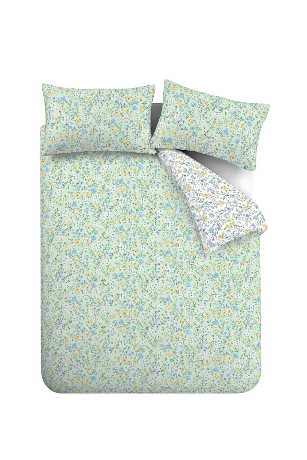 Bianca 'Ditsy Floral' 200 Thread Count Cotton Reversible Duvet Cover Set in Green 6