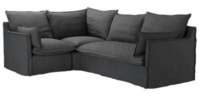 Isaac Asym: LHF Single w RHF 2 Seat Sofa Bed in Charcoal Brushed Linen Cotton - sofa.com