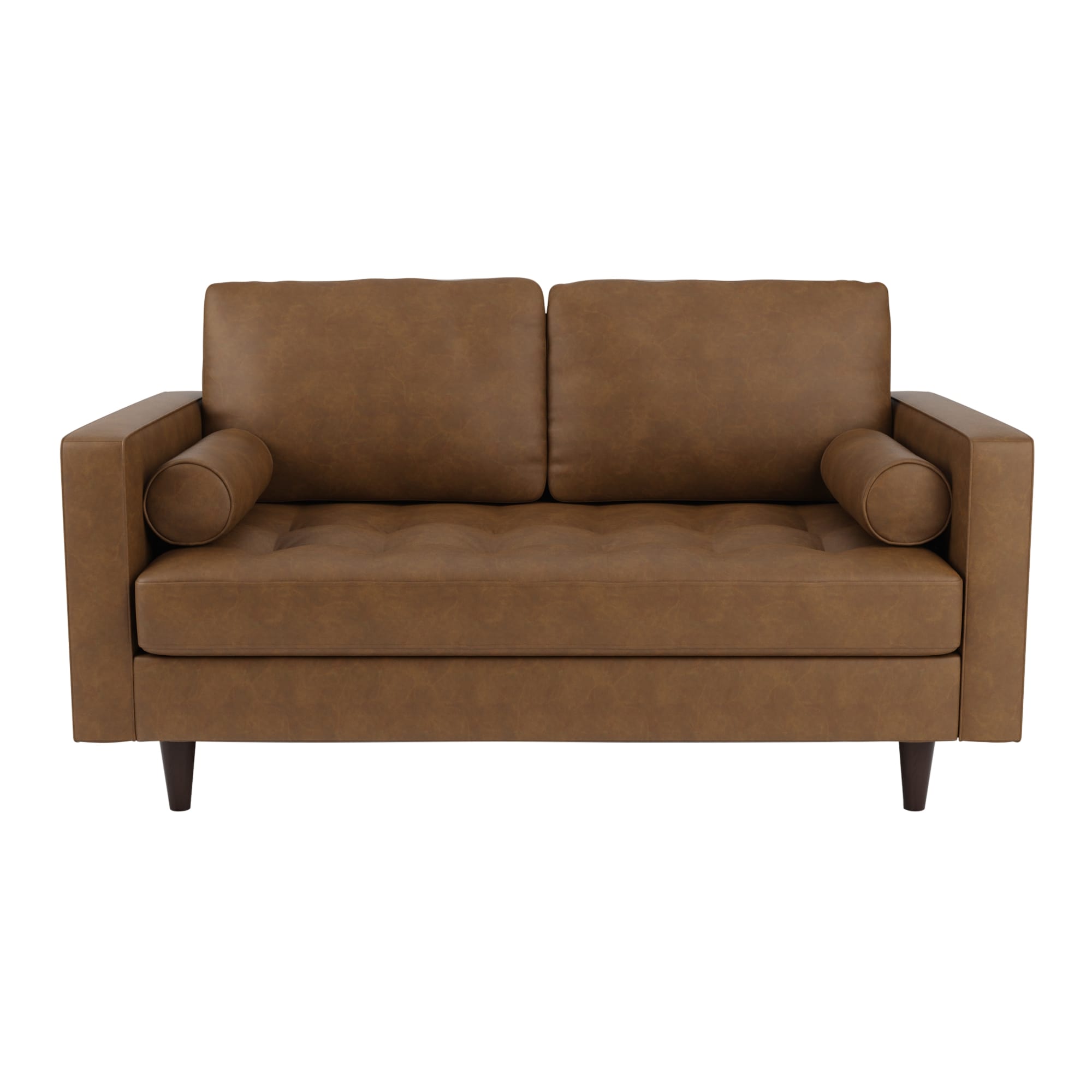 Zoe Faux Leather 2 Seater Sofa Brown