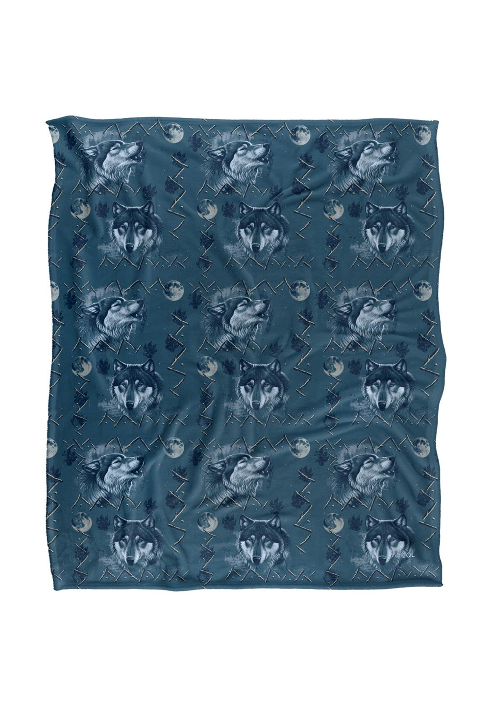 JQ Licensing Cf-Jp Wolf Howl Moon Pattern Silky Touch Super Soft Throw Blanket 152 X 127 cm in White