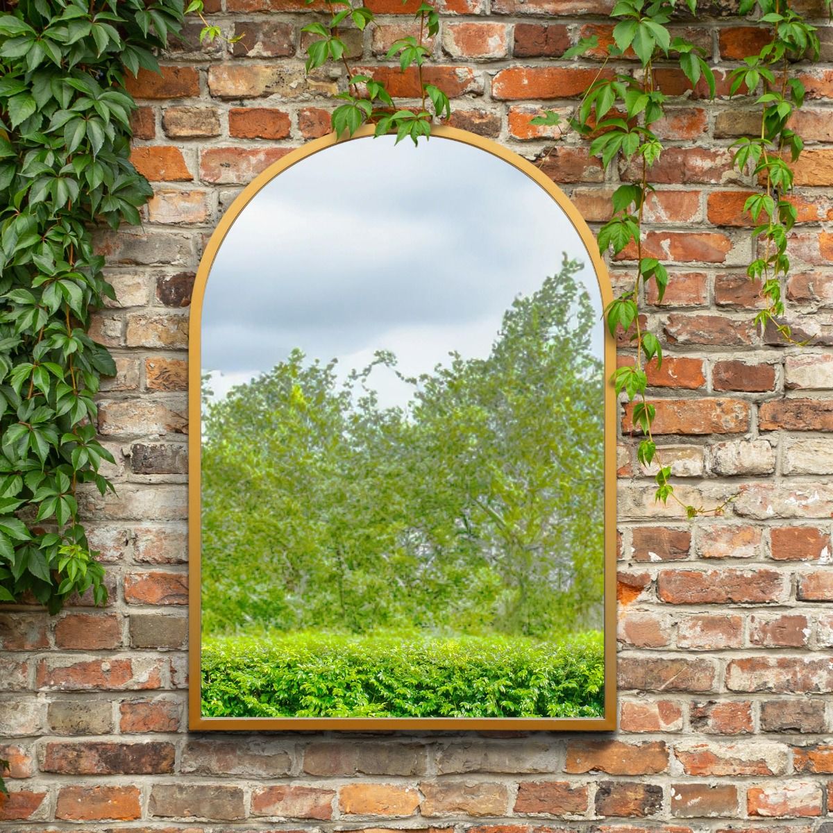 MirrorOutlet Gold Metal Framed Arched Garden Wall Mirror 39" X 27" (100CM X 70CM) 6