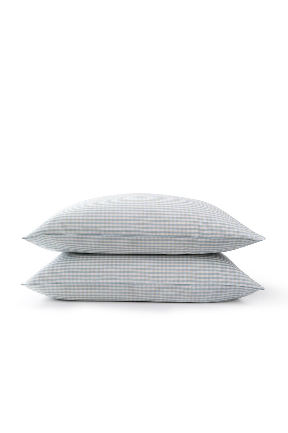 CHRISTY 'Gingham Yarn Dye' Textured Airy Yarn Dye Cotton Pillowcase Pair in Blue 2