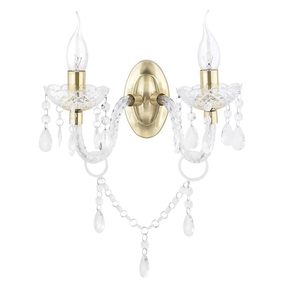Charlotte Wall Light, Clear and Brass
