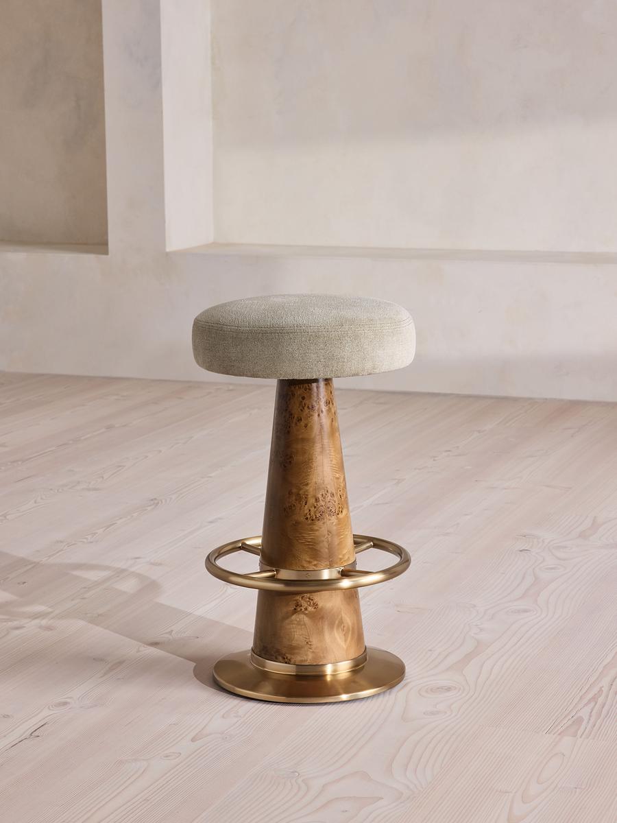 Killian Barstool, Linen Chenille, Stone