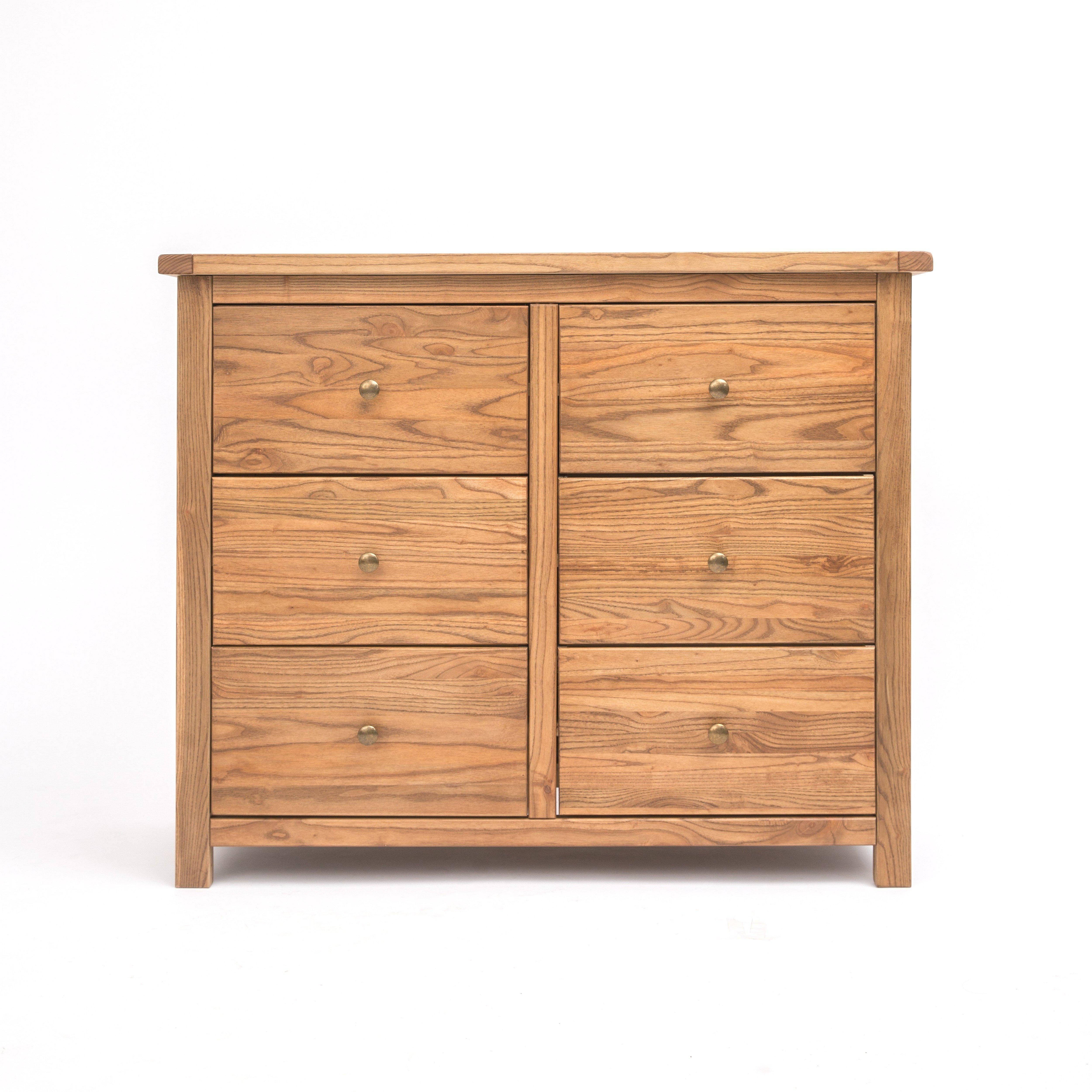 Cabinet Bits Trivento 6 Drawer Chest of Drawers Brass Knob in Natural