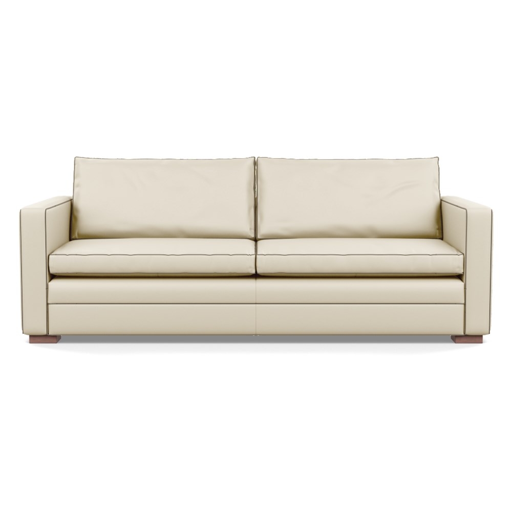 Heal's Palermo 4 Seater Sofa Leather Grain Storm 006 Walnut Feet