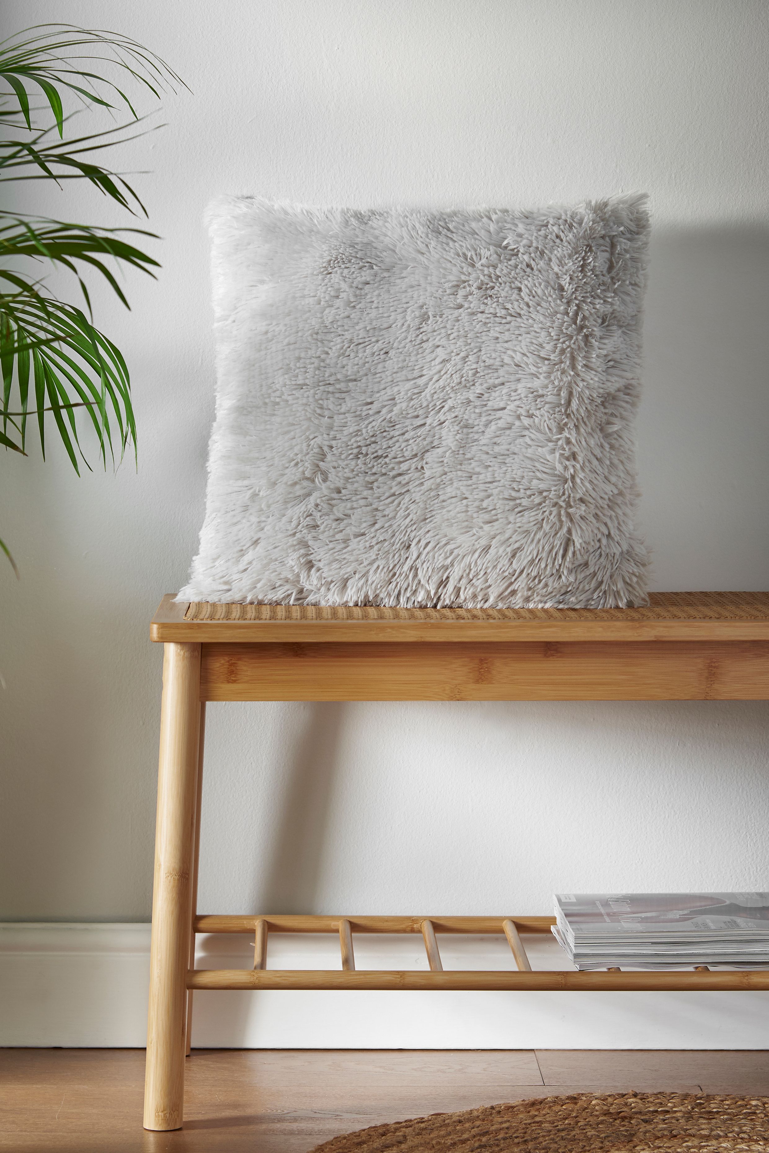 Catherine Lansfield 'Cuddly' Faux Fur Cushion in Silver