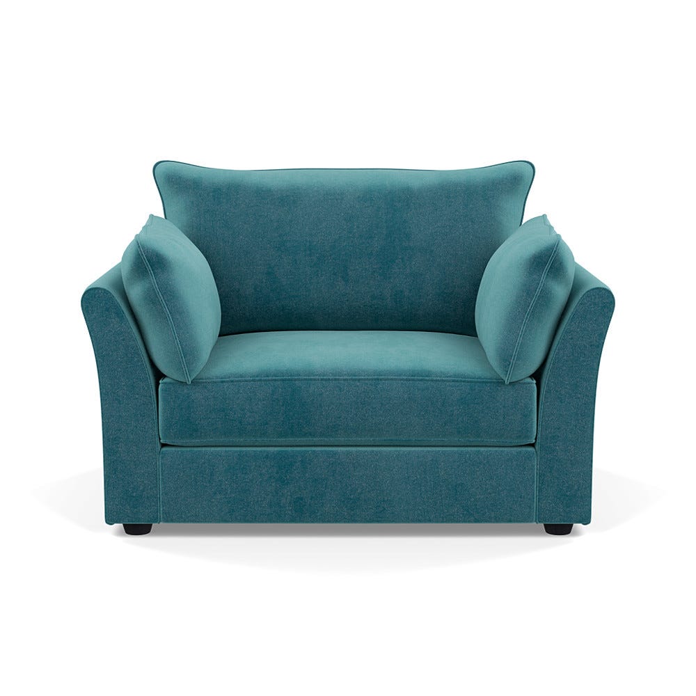 Heal's Tailor Loveseat Smart Luxe Velvet Airforce Blue Black Beech Feet